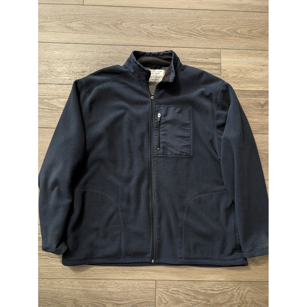 Old Navy Men's XXL Navy Solid Full Zip Jacket Stand-Up Collar Mid-Length
